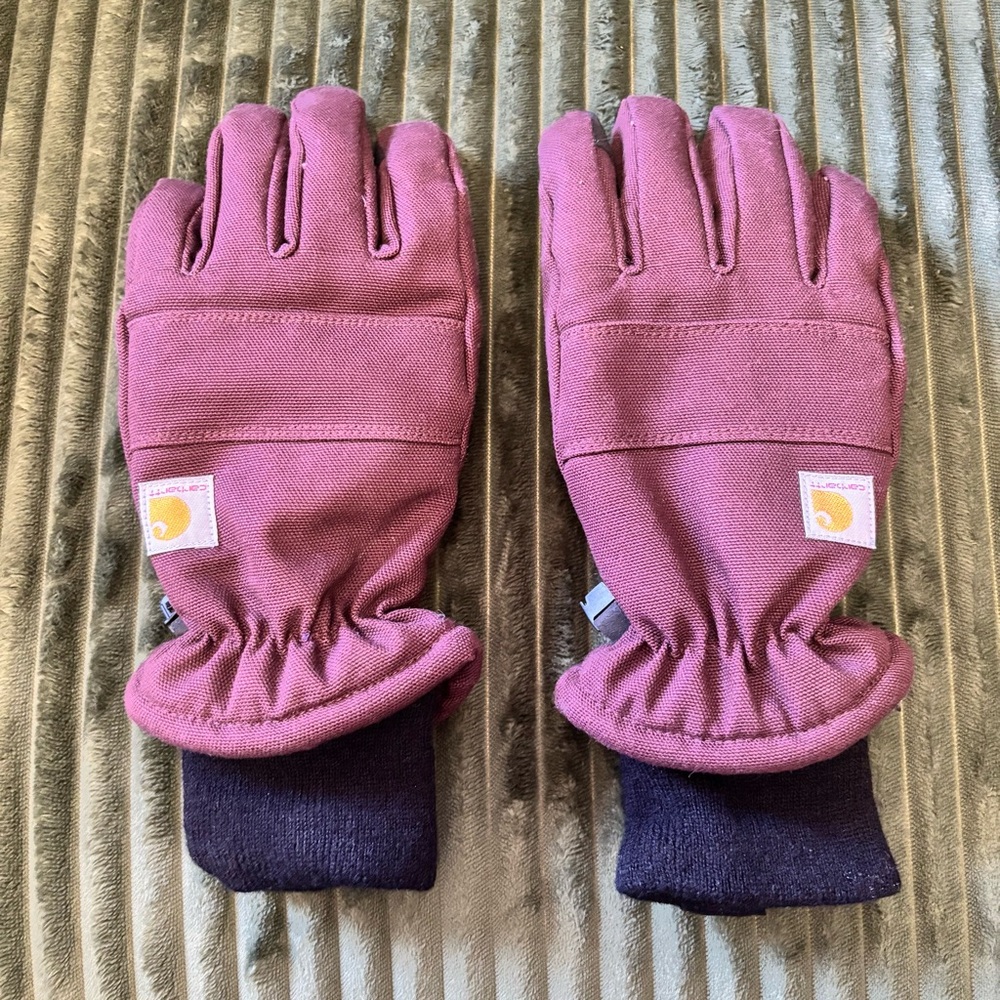 Carhartt Plum Work Gloves with Black Cuffs